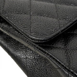 ★SALE【6bd4648】シャネル ショルダーバッグ マトラッセ Wフラップ Wチェーン キャビアスキン ブラック シルバー金具【中古】レディース