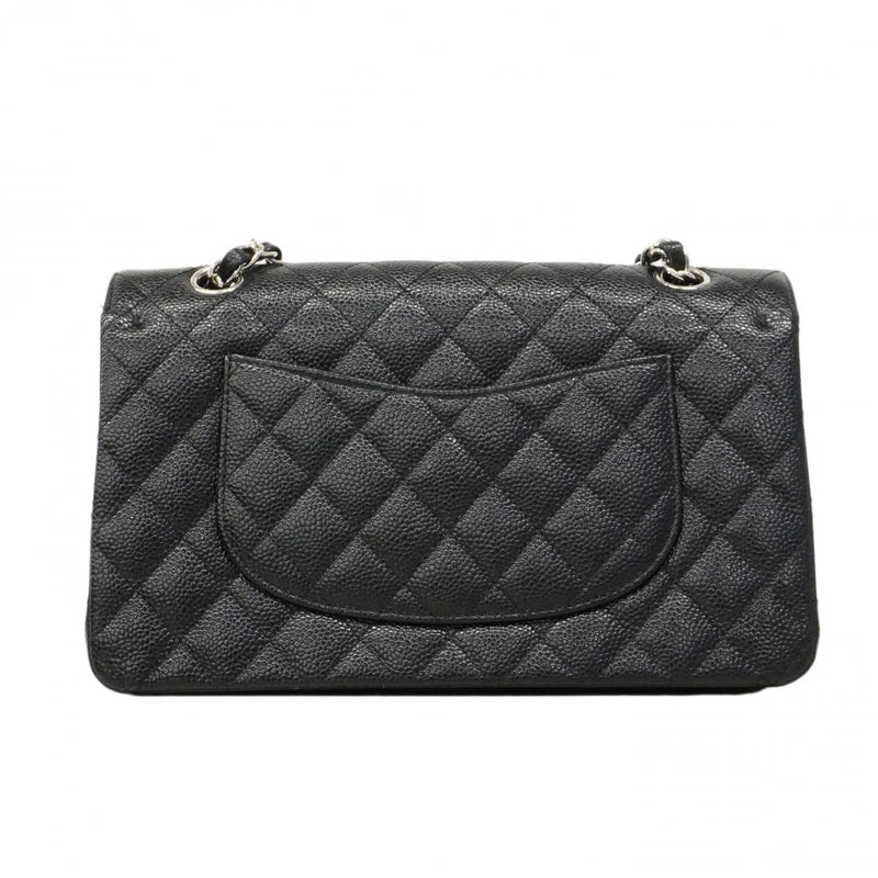 ★SALE【6bd4648】シャネル ショルダーバッグ マトラッセ Wフラップ Wチェーン キャビアスキン ブラック シルバー金具【中古】レディース