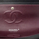 ★SALE【6bd4648】シャネル ショルダーバッグ マトラッセ Wフラップ Wチェーン キャビアスキン ブラック シルバー金具【中古】レディース