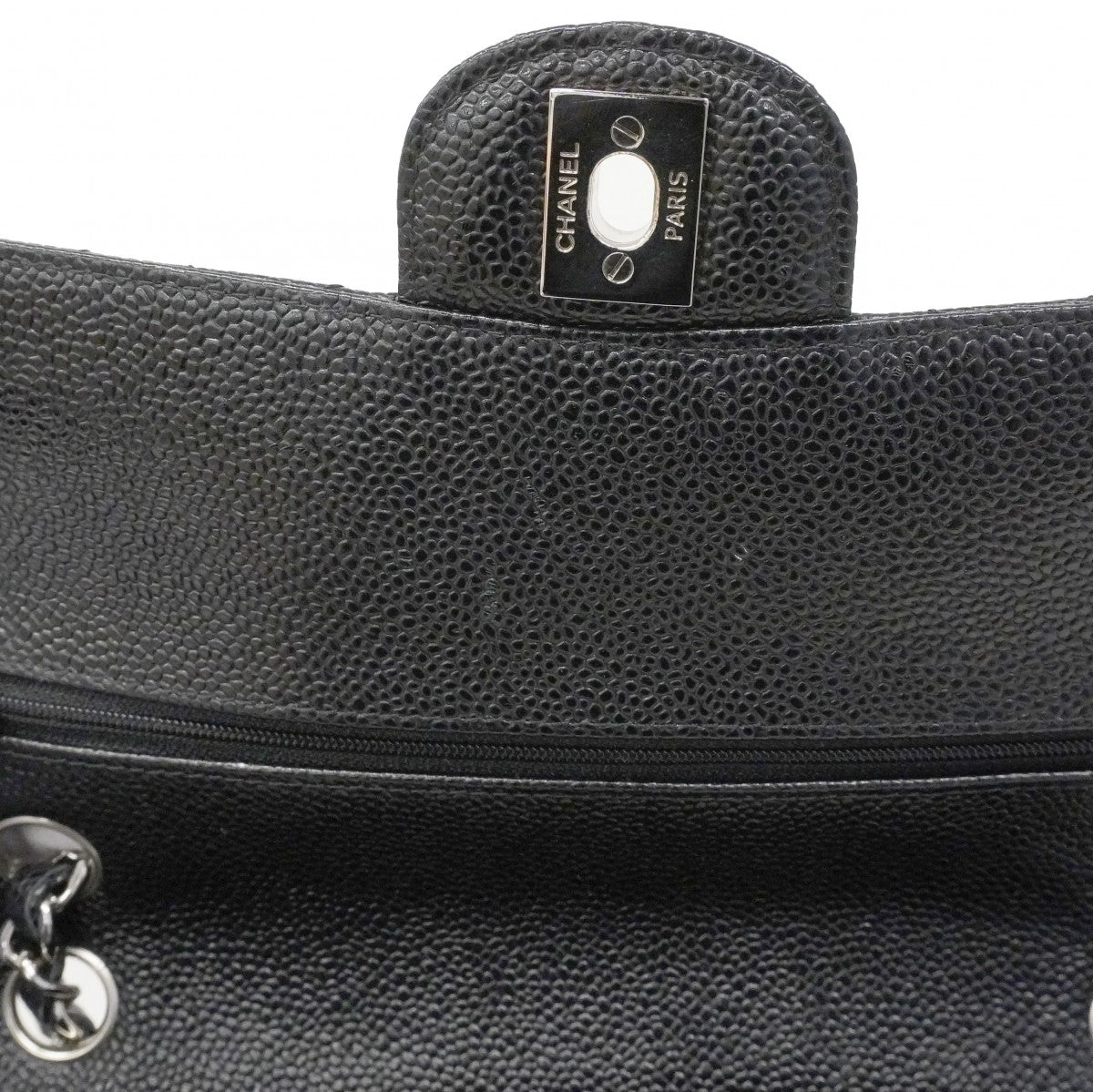 ★SALE【6bd4648】シャネル ショルダーバッグ マトラッセ Wフラップ Wチェーン キャビアスキン ブラック シルバー金具【中古】レディース