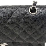 ★SALE【6bd4648】シャネル ショルダーバッグ マトラッセ Wフラップ Wチェーン キャビアスキン ブラック シルバー金具【中古】レディース