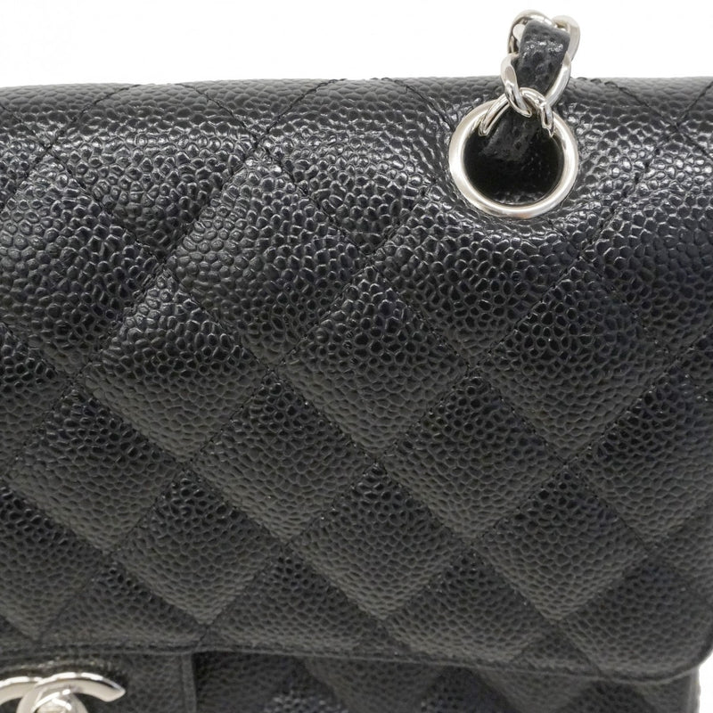 ★SALE【6bd4648】シャネル ショルダーバッグ マトラッセ Wフラップ Wチェーン キャビアスキン ブラック シルバー金具【中古】レディース