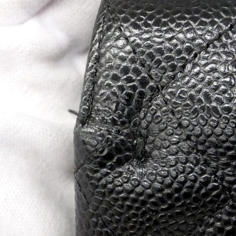 ★SALE【6bd4648】シャネル ショルダーバッグ マトラッセ Wフラップ Wチェーン キャビアスキン ブラック シルバー金具【中古】レディース