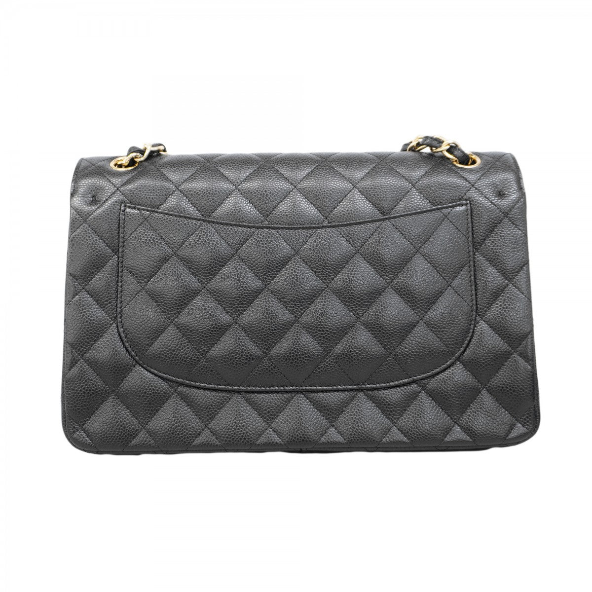 ★SALE【6bd4698】シャネル ショルダーバッグ マトラッセ Wフラップ Wチェーン キャビアスキン ブラック ゴールド金具【中古】レディース