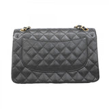 ★SALE【6bd4698】シャネル ショルダーバッグ マトラッセ Wフラップ Wチェーン キャビアスキン ブラック ゴールド金具【中古】レディース