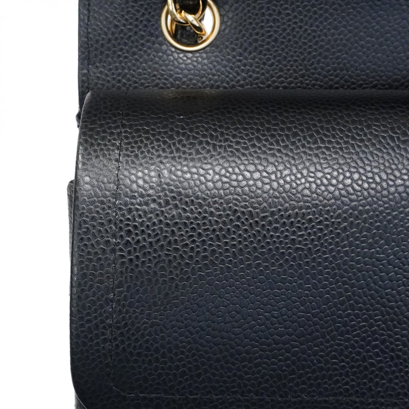 ★SALE【6bd4698】シャネル ショルダーバッグ マトラッセ Wフラップ Wチェーン キャビアスキン ブラック ゴールド金具【中古】レディース