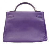 ★SALE【6bd4714】エルメス ハンドバッグ ケリー32 ヴォーエプソン ウルトラバイオレット シルバー金具 □N刻印 2wayバッグ【中古】レディース