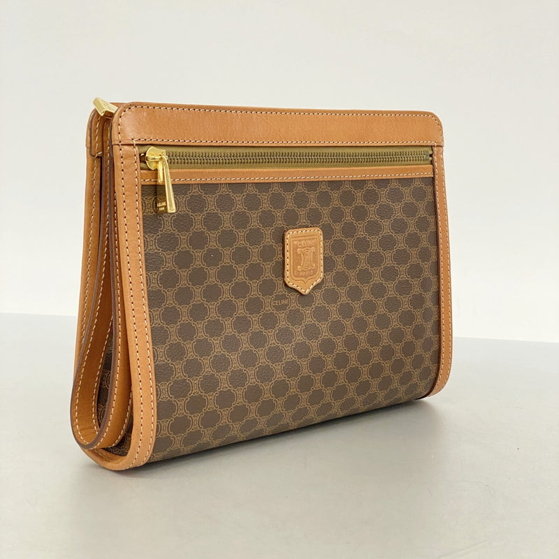 6bd4802-k】セリーヌ クラッチバッグ マカダム PVC ブラウン ゴールド