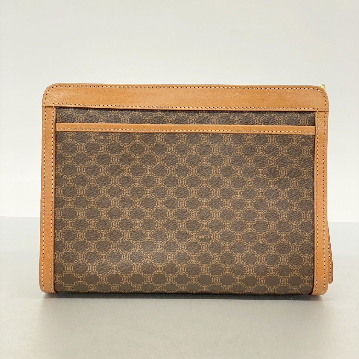 6bd4802-k】セリーヌ クラッチバッグ マカダム PVC ブラウン ゴールド