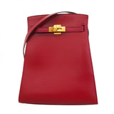 【6bd4813】エルメス ショルダーバッグ ケリースポーツPM ボックスカーフ レッド ゴールド金具 〇R刻印【中古】レディース