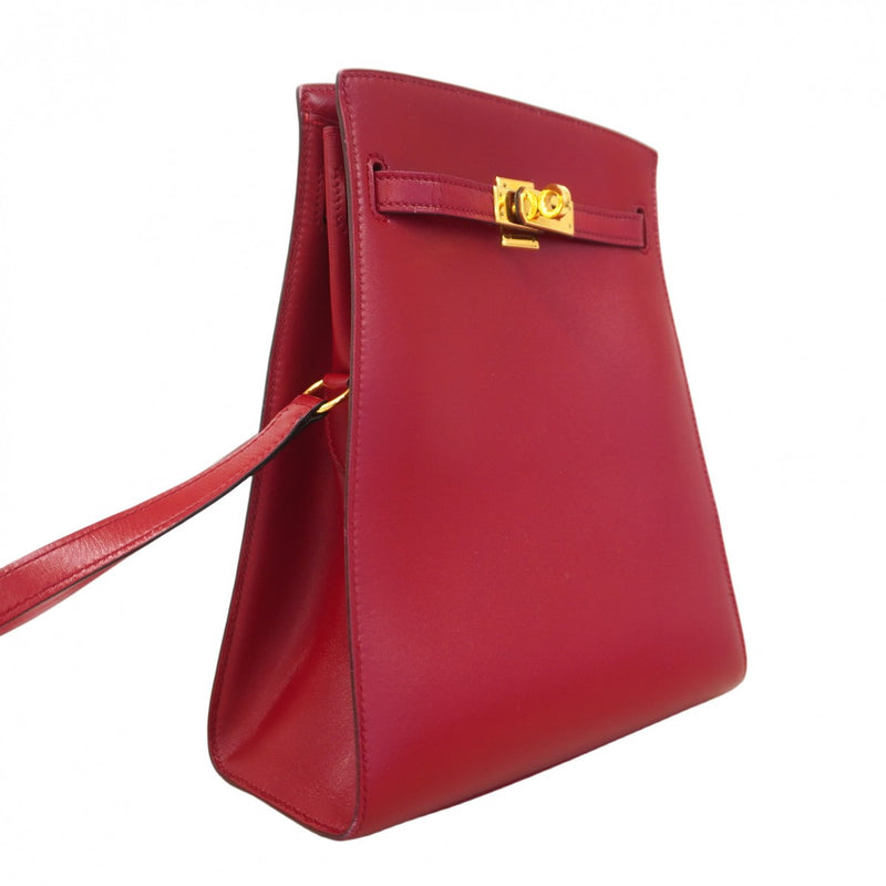 【6bd4813】エルメス ショルダーバッグ ケリースポーツPM ボックスカーフ レッド ゴールド金具 〇R刻印【中古】レディース