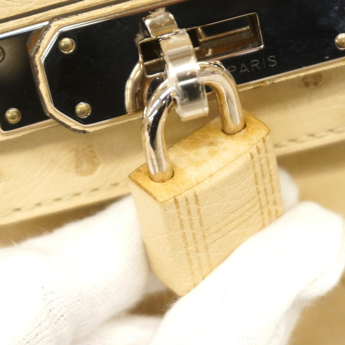 ★SALE【6bd5043-g】エルメス ハンドバッグ バーキン30 オーストリッチ パルシュマン シルバー金具 X刻印【中古】レディース