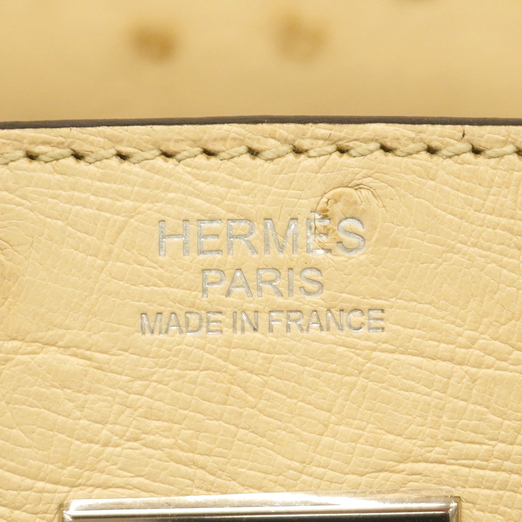 ★SALE【6bd5043-g】エルメス ハンドバッグ バーキン30 オーストリッチ パルシュマン シルバー金具 X刻印【中古】レディース