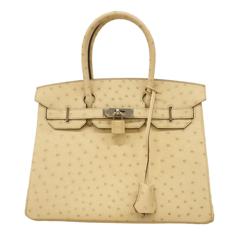 ★SALE【6bd5043-g】エルメス ハンドバッグ バーキン30 オーストリッチ パルシュマン シルバー金具 X刻印【中古】レディース