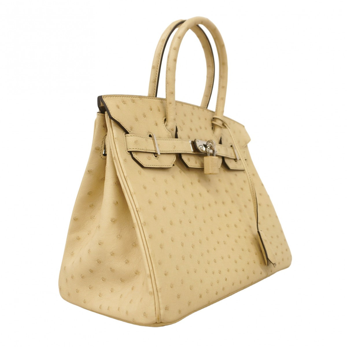 ★SALE【6bd5043-g】エルメス ハンドバッグ バーキン30 オーストリッチ パルシュマン シルバー金具 X刻印【中古】レディース