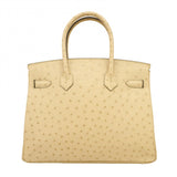 ★SALE【6bd5043-g】エルメス ハンドバッグ バーキン30 オーストリッチ パルシュマン シルバー金具 X刻印【中古】レディース