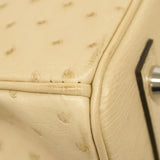 ★SALE【6bd5043-g】エルメス ハンドバッグ バーキン30 オーストリッチ パルシュマン シルバー金具 X刻印【中古】レディース