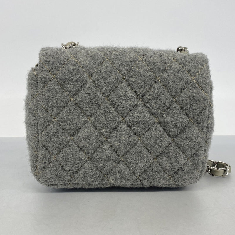 6bd5370-k】シャネル ショルダーバッグ ミニマトラッセ ウール グレー