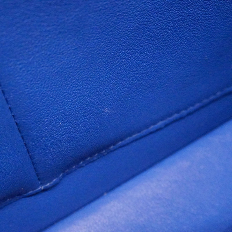 【6bd5621】シャネル ショルダーバッグ マトラッセ Wフラップ Wチェーン ツイード ブルー シルバー金具【中古】レディース