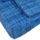 【6bd5621】シャネル ショルダーバッグ マトラッセ Wフラップ Wチェーン ツイード ブルー シルバー金具【中古】レディース