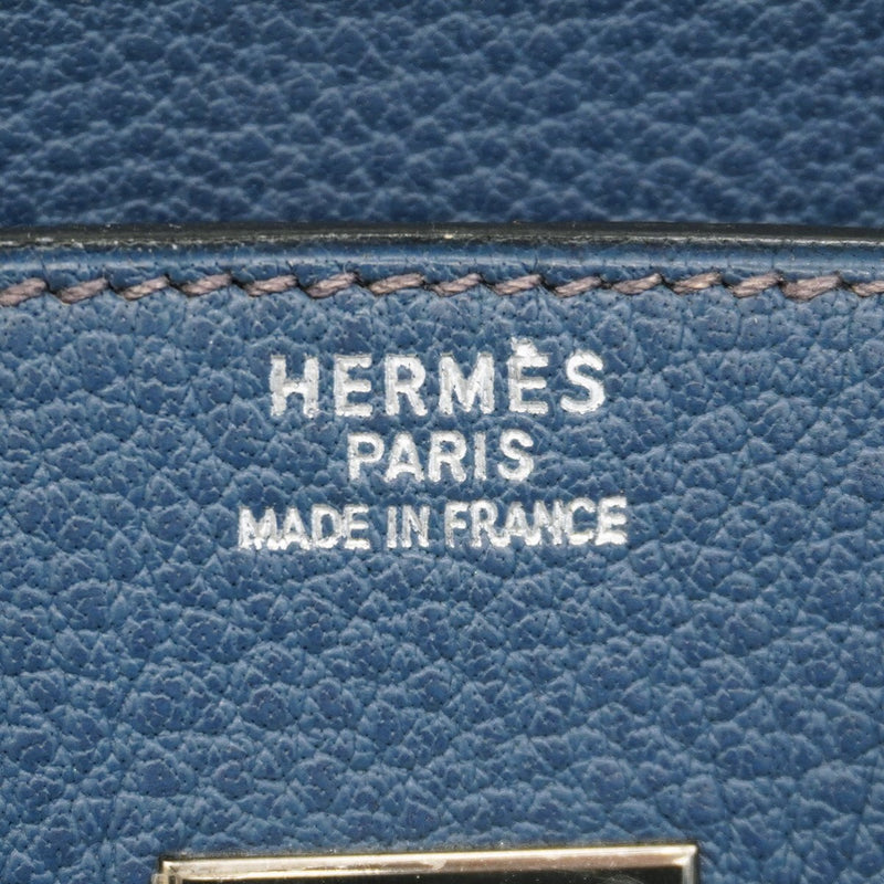 【6bd5668】エルメス ハンドバッグ バーキン35 フィヨルド ブルーマルト シルバー金具 □E刻印【中古】レディース