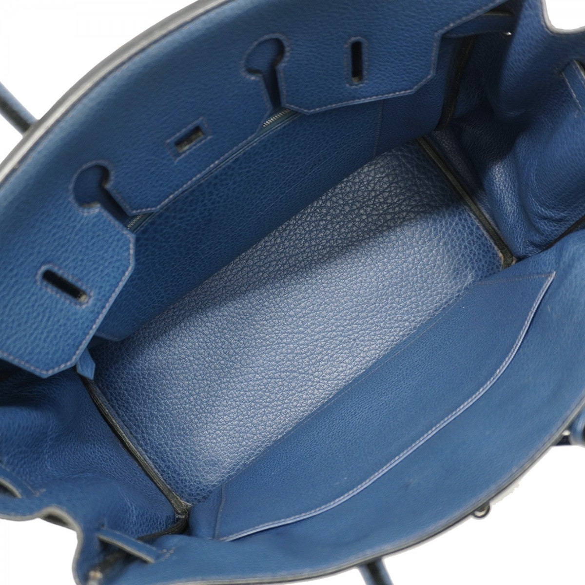 【6bd5668】エルメス ハンドバッグ バーキン35 フィヨルド ブルーマルト シルバー金具 □E刻印【中古】レディース