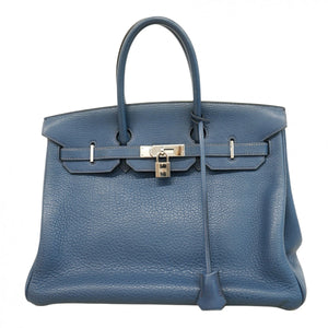 【6bd5668】エルメス ハンドバッグ バーキン35 フィヨルド ブルーマルト シルバー金具 □E刻印【中古】レディース