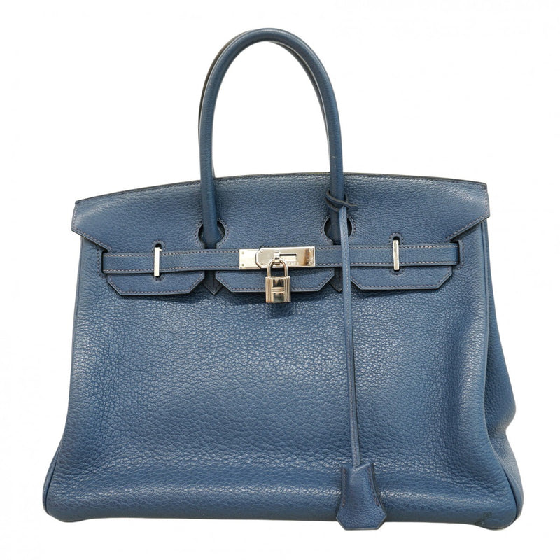 【6bd5668】エルメス ハンドバッグ バーキン35 フィヨルド ブルーマルト シルバー金具 □E刻印【中古】レディース