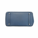 【6bd5668】エルメス ハンドバッグ バーキン35 フィヨルド ブルーマルト シルバー金具 □E刻印【中古】レディース