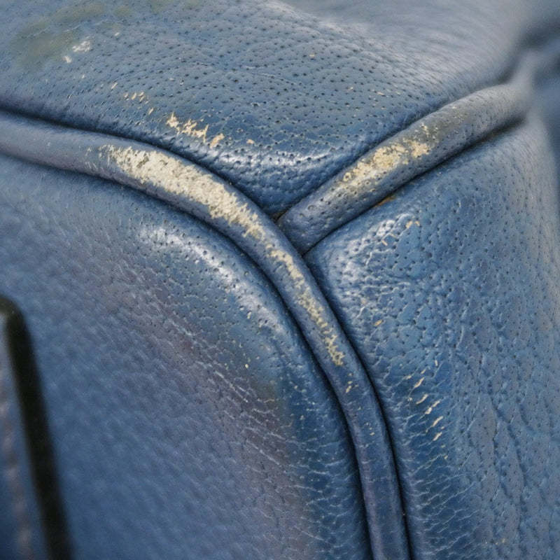 【6bd5668】エルメス ハンドバッグ バーキン35 フィヨルド ブルーマルト シルバー金具 □E刻印【中古】レディース