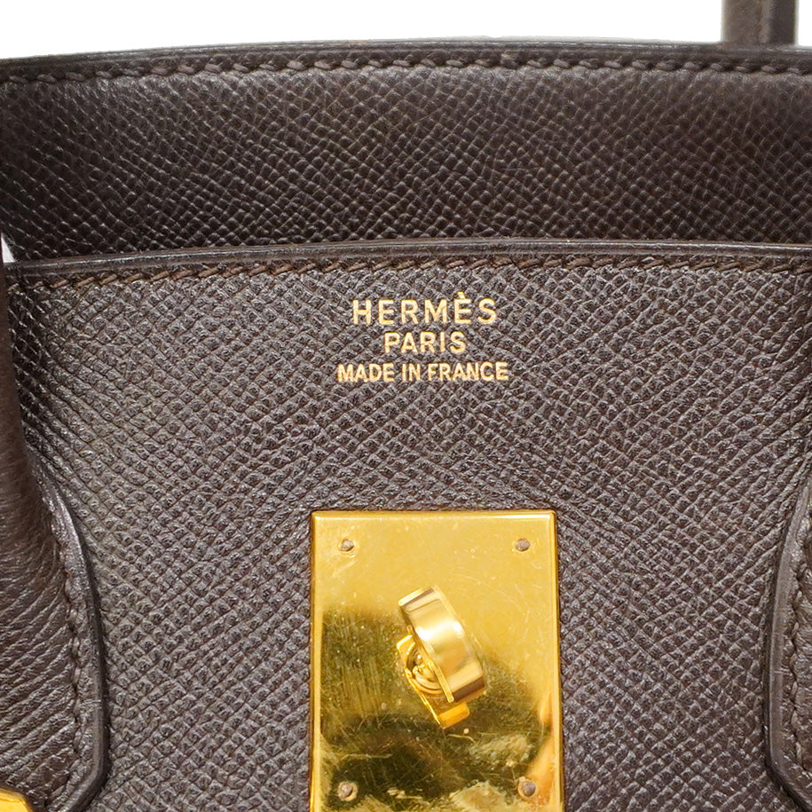 【6bd5784】エルメス ハンドバッグ バーキン35 クシュベル エベンヌ ゴールド金具 〇Z刻印【中古】レディース