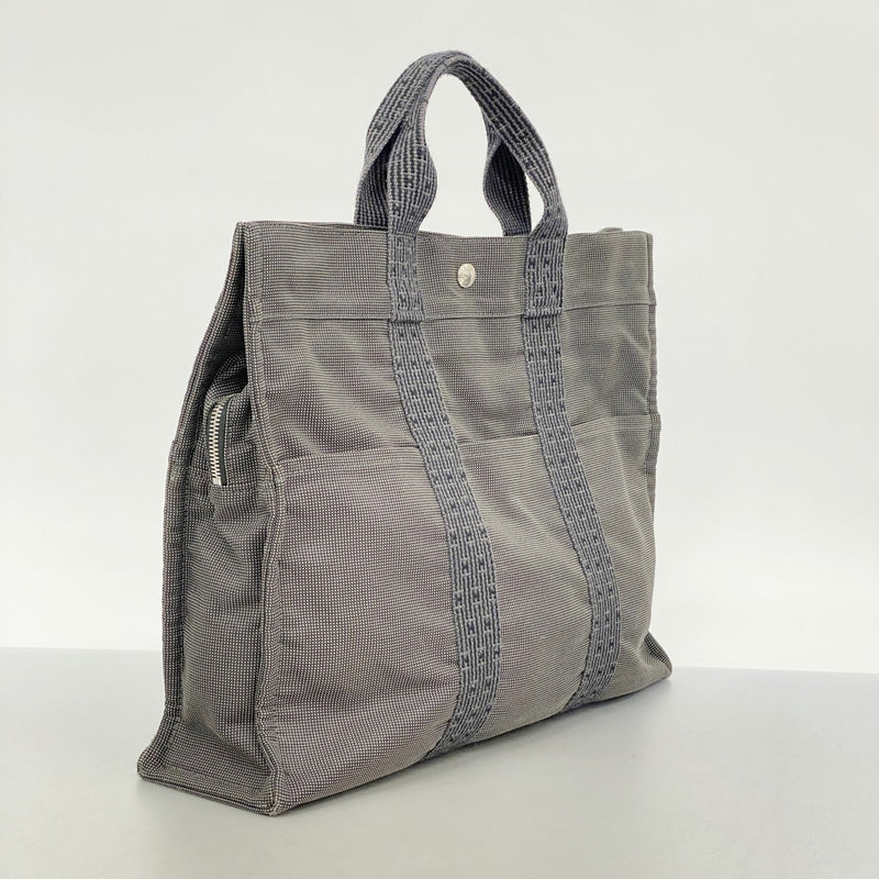 6ca0105-k】エルメス トートバッグ エールラインMM キャンバス グレー