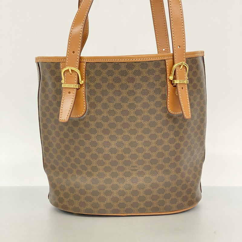 6ca0106-k】セリーヌ トートバッグ マカダム PVC ブラウン ゴールド