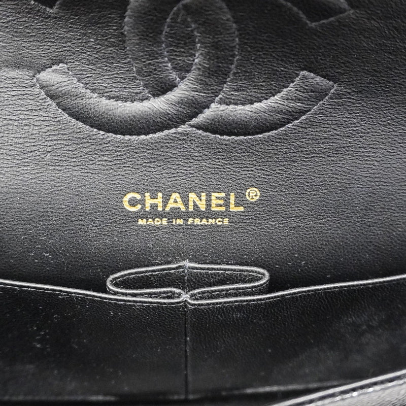 【6ca0338】シャネル ショルダーバッグ マトラッセ Wフラップ Wチェーン キャビアスキン ブラック ゴールド金具【中古】レディース