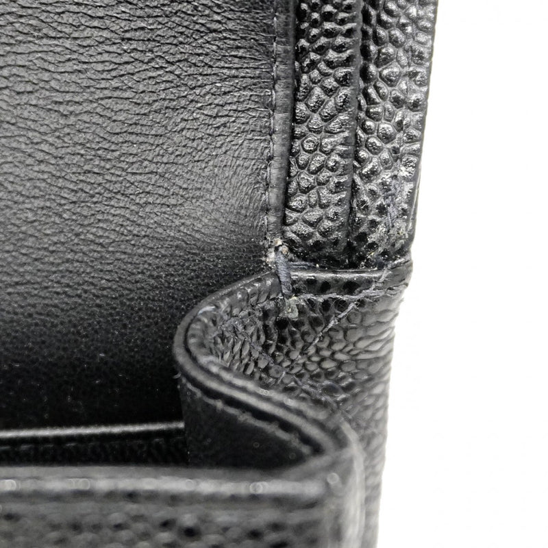 【6ca0338】シャネル ショルダーバッグ マトラッセ Wフラップ Wチェーン キャビアスキン ブラック ゴールド金具【中古】レディース