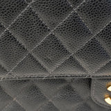 【6ca0338】シャネル ショルダーバッグ マトラッセ Wフラップ Wチェーン キャビアスキン ブラック ゴールド金具【中古】レディース