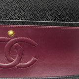 【6ca0372】シャネル ショルダーバッグ マトラッセ Wフラップ Wチェーン キャビアスキン ブラック ゴールド金具【中古】レディース