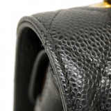 【6ca0372】シャネル ショルダーバッグ マトラッセ Wフラップ Wチェーン キャビアスキン ブラック ゴールド金具【中古】レディース