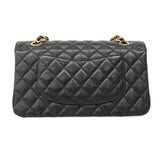 【6ca0372】シャネル ショルダーバッグ マトラッセ Wフラップ Wチェーン キャビアスキン ブラック ゴールド金具【中古】レディース