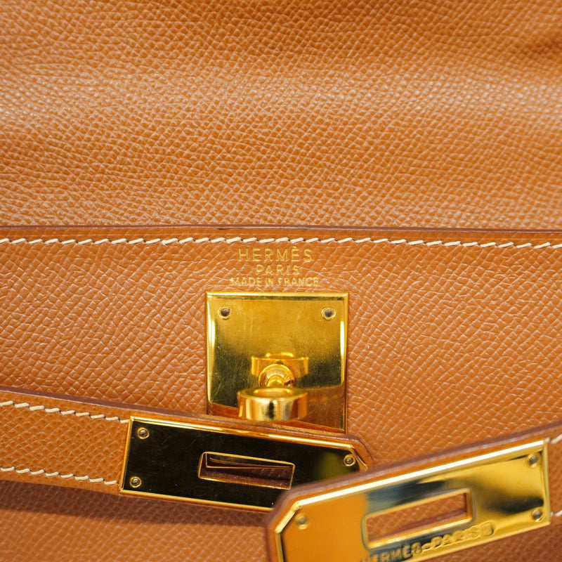 【6ca0425-k】エルメス ハンドバッグ ケリー28 クシュベル ゴールド ゴールド金具 □E刻印 2wayバッグ【中古】レディース