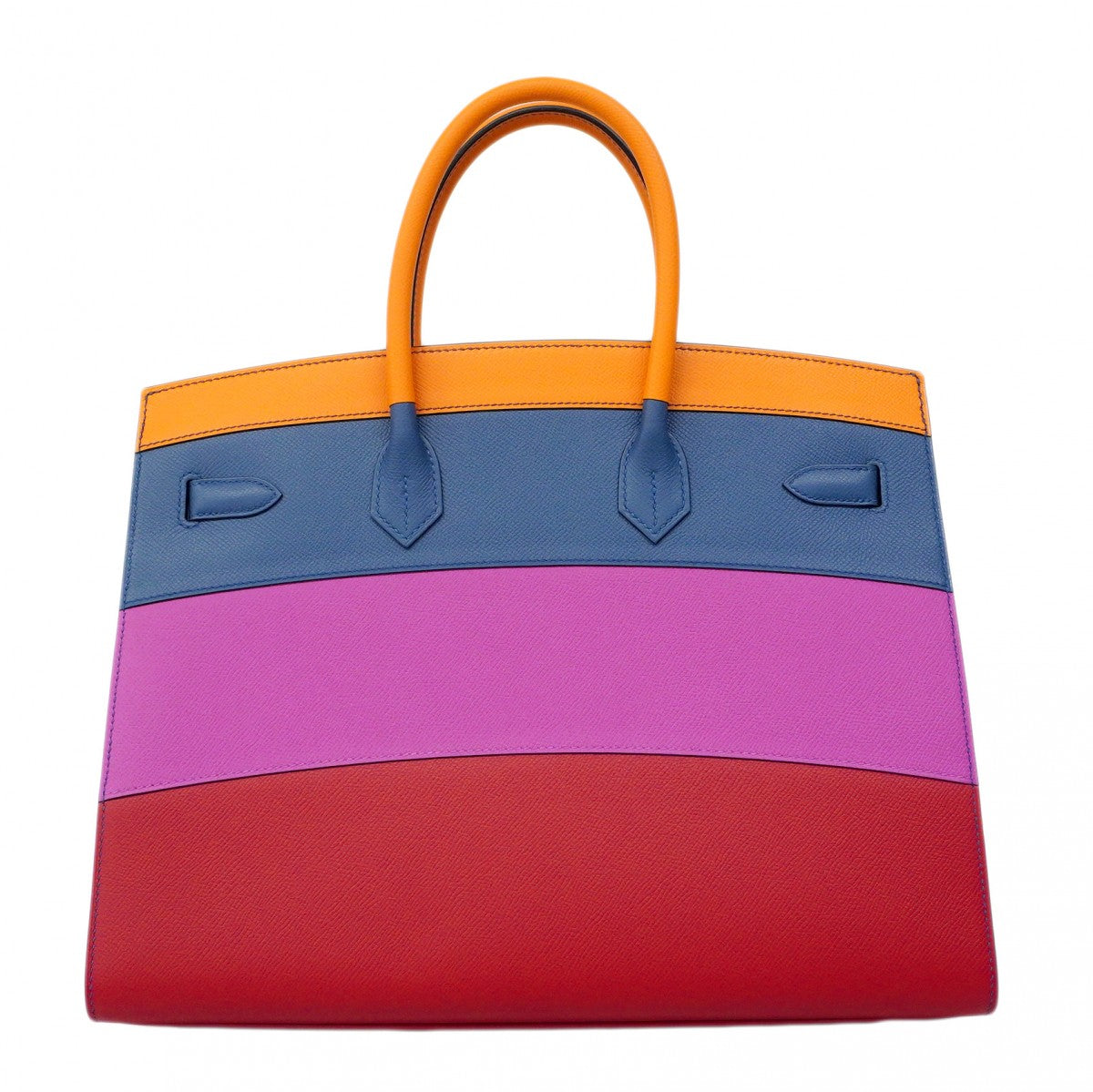 【6ca0434-e-g】エルメス ハンドバッグ バーキン35 レインボー ヴォーエプソン アプリコット/ブルーアガット/マグノリア/ルージュカザック シルバー金具 Z刻印【中古】レディース