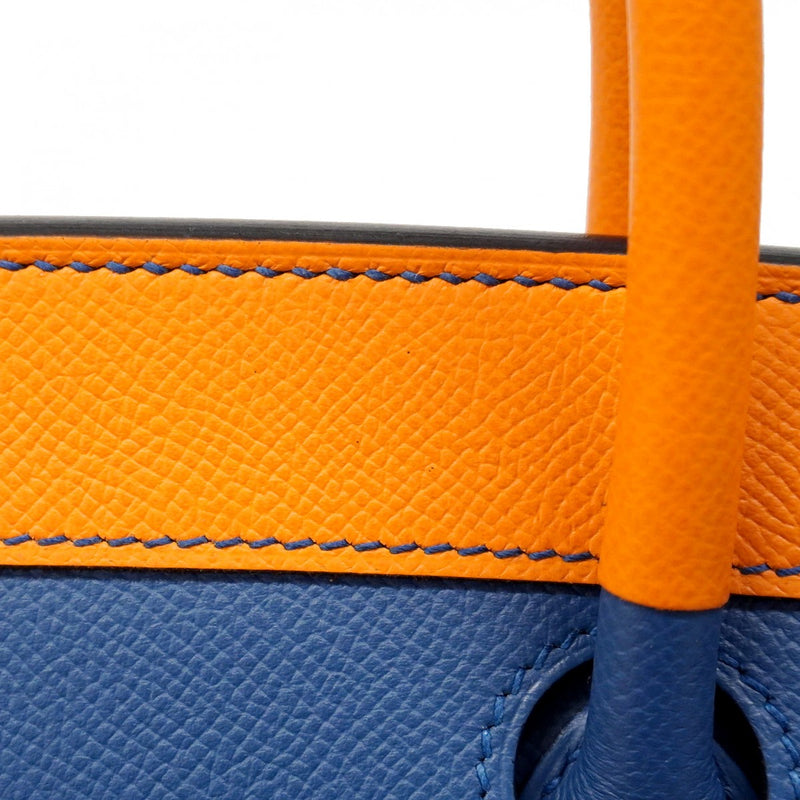 【6ca0434-e-g】エルメス ハンドバッグ バーキン35 レインボー ヴォーエプソン アプリコット/ブルーアガット/マグノリア/ルージュカザック シルバー金具 Z刻印【中古】レディース