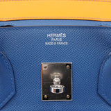 【6ca0434-e-g】エルメス ハンドバッグ バーキン35 レインボー ヴォーエプソン アプリコット/ブルーアガット/マグノリア/ルージュカザック シルバー金具 Z刻印【中古】レディース