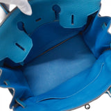 【6ca0435】エルメス ハンドバッグ バーキン30 トゴ ブルーイズミール シルバー金具 □Q刻印【中古】レディース