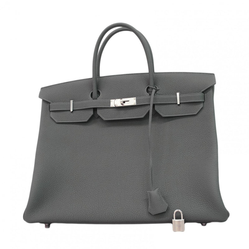 【6ca0446-g】エルメス ハンドバッグ バーキン40 トゴ グリメイヤー シルバー金具 K刻印【中古】メンズ