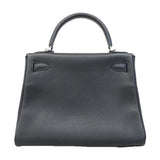 【6ca0447-g】エルメス ハンドバッグ ケリー28 トリヨンクレマンス ブラック シルバー金具 T刻印【中古】レディース