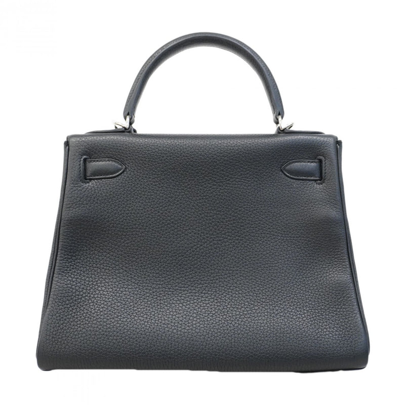 【6ca0447-g】エルメス ハンドバッグ ケリー28 トリヨンクレマンス ブラック シルバー金具 T刻印【中古】レディース