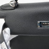 【6ca0447-g】エルメス ハンドバッグ ケリー28 トリヨンクレマンス ブラック シルバー金具 T刻印【中古】レディース