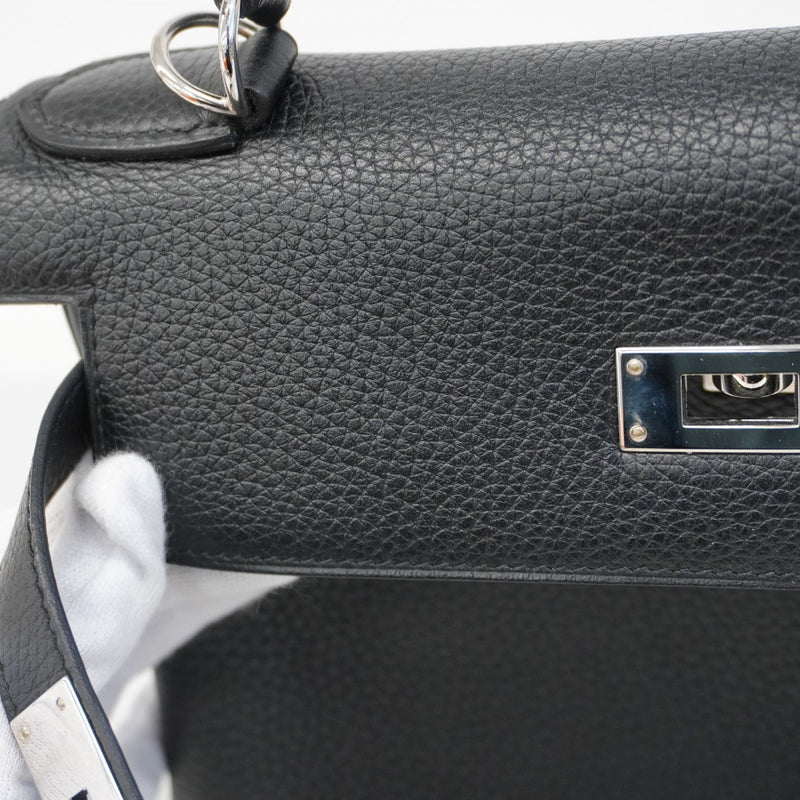 【6ca0447-g】エルメス ハンドバッグ ケリー28 トリヨンクレマンス ブラック シルバー金具 T刻印【中古】レディース
