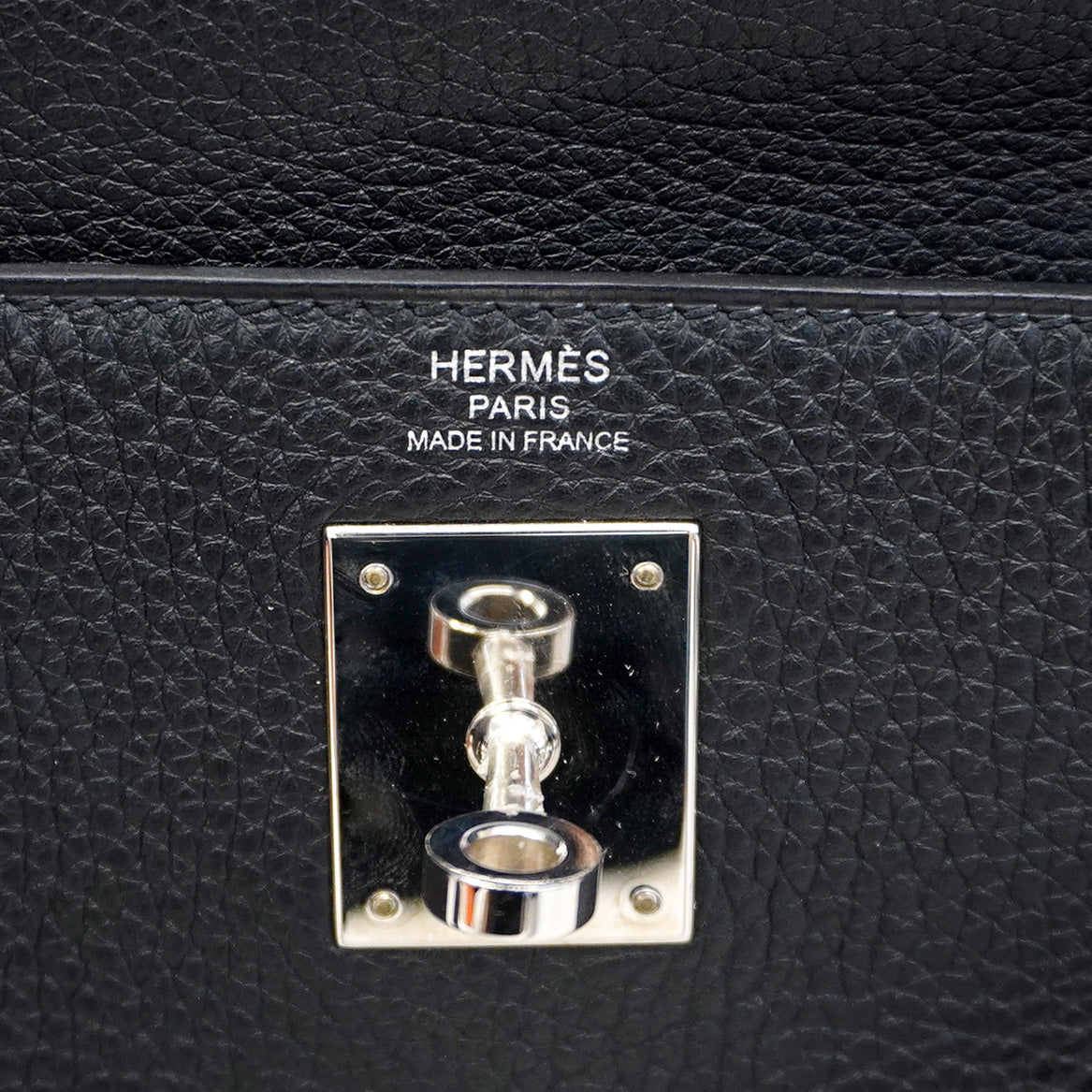 【6ca0447-g】エルメス ハンドバッグ ケリー28 トリヨンクレマンス ブラック シルバー金具 T刻印【中古】レディース